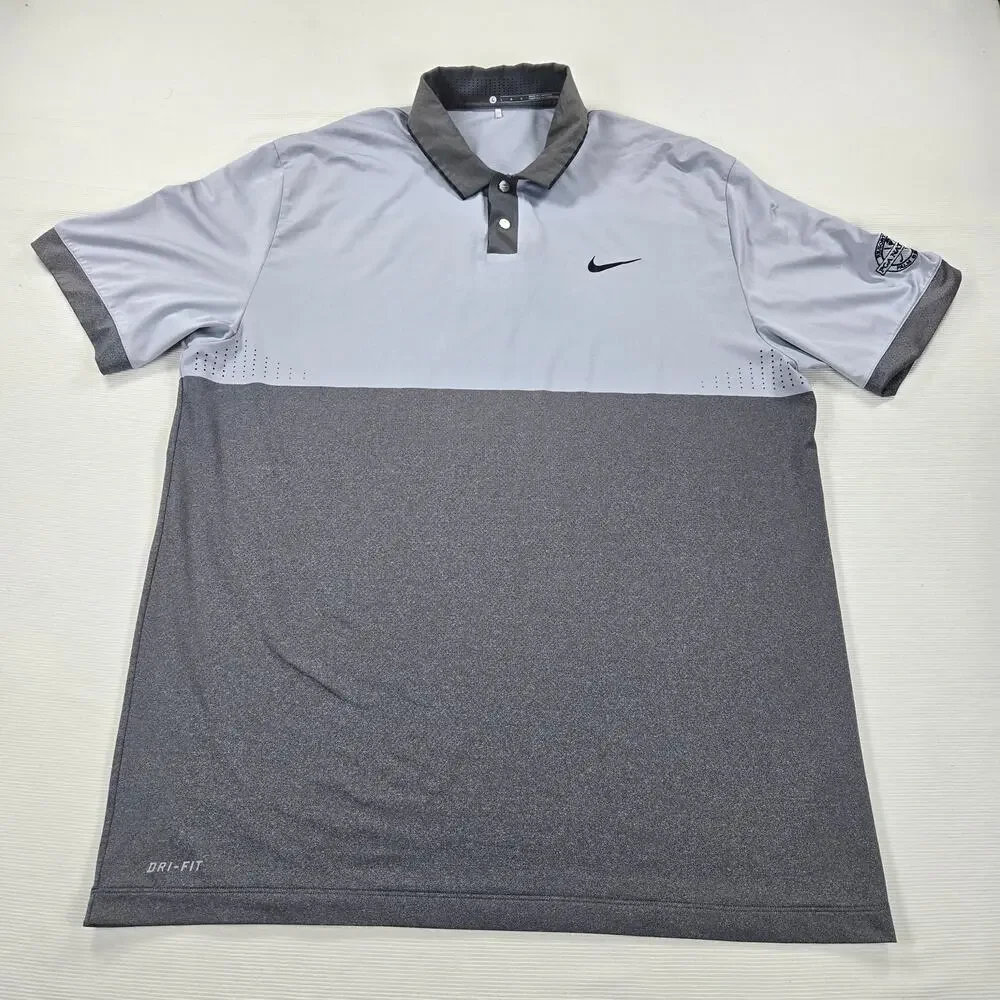 Nike Tiger Woods x‎ PGA Palm Beach Short Sleeve Gray Golf Polo Men's Size Large